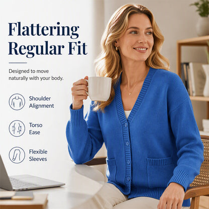 🧶 Warm Duty Cardigan ✨ – 50% OFF | V-Neck Soft Knit with Pockets | 30-Day Money-Back Guarantee