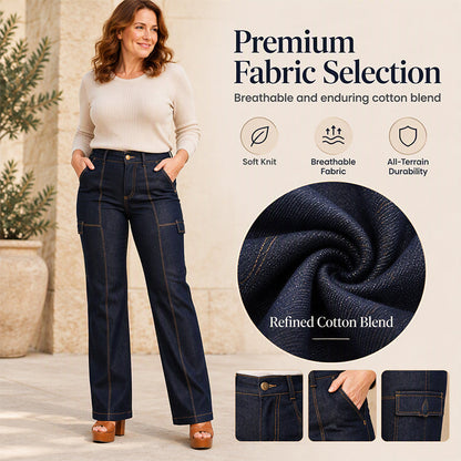 ⚡Free Shipping🖤Women's High Waisted Contrast Stitching Wide-Leg Jeans