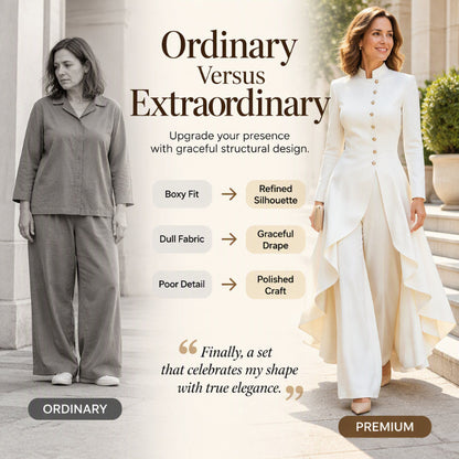 💜Free Shipping🖤Women's Elegant Longline Coat and Wide-Leg Pants Set