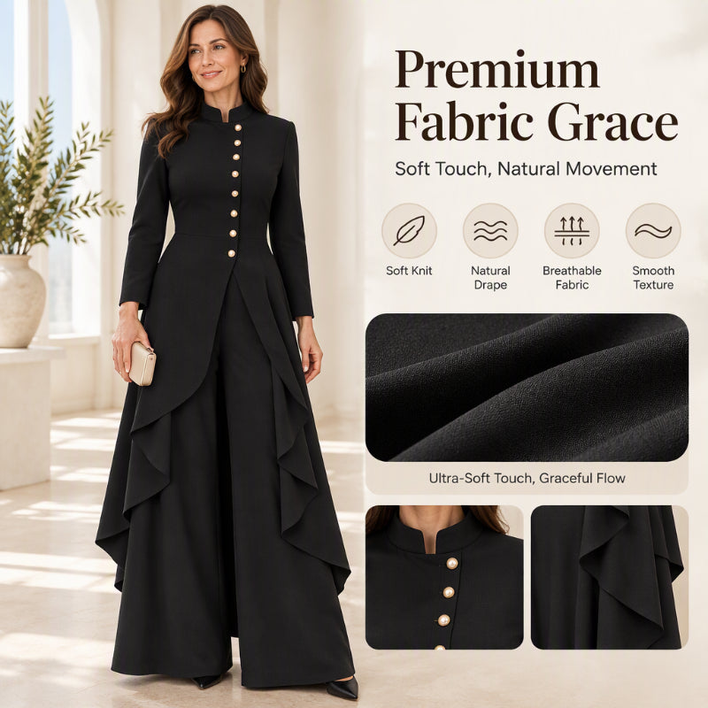 💜Free Shipping🖤Women's Elegant Longline Coat and Wide-Leg Pants Set