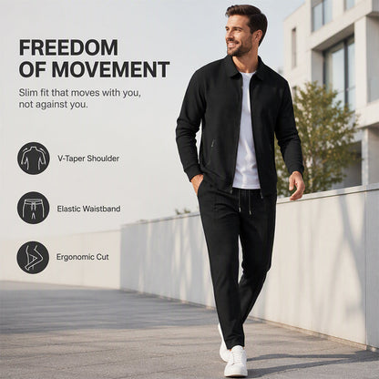 Men's Streamlined Waffle Zip Up Jacket Set