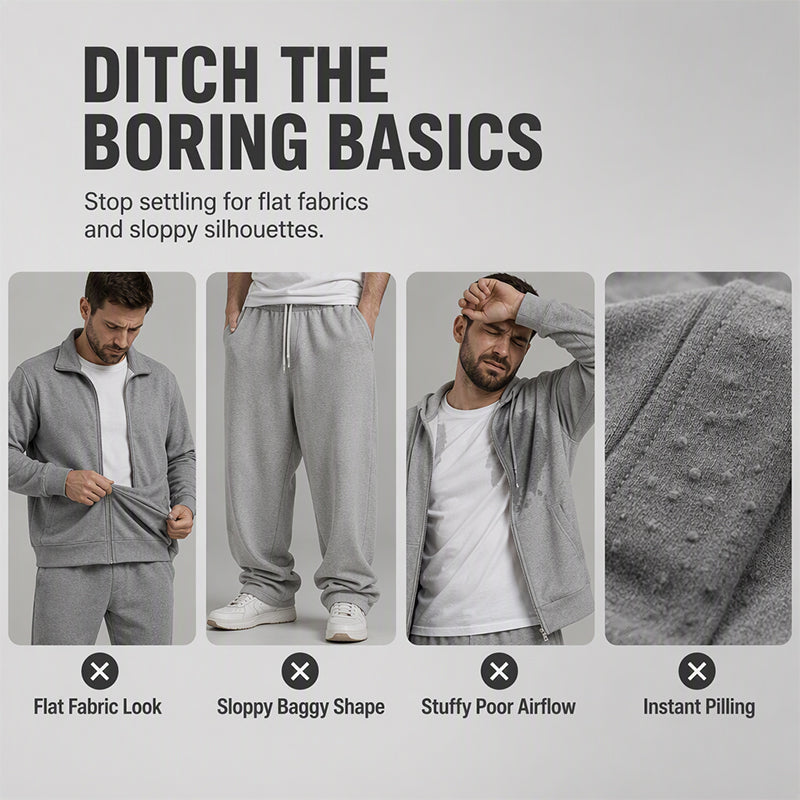 Men's Streamlined Waffle Zip Up Jacket Set