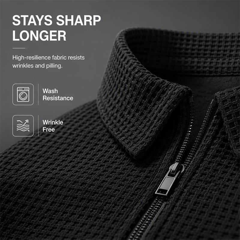 Men's Streamlined Waffle Zip Up Jacket Set