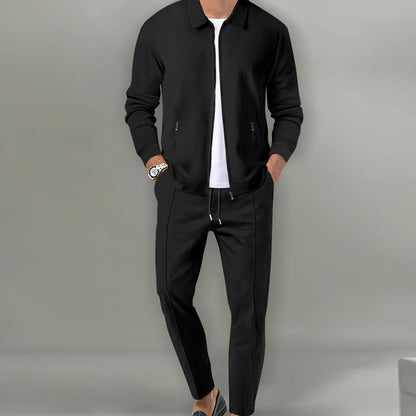 Men's Streamlined Waffle Zip Up Jacket Set