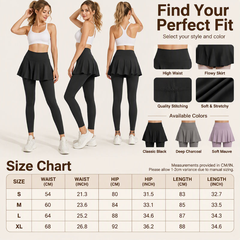 Women's High-Waisted Leggings with Skirt