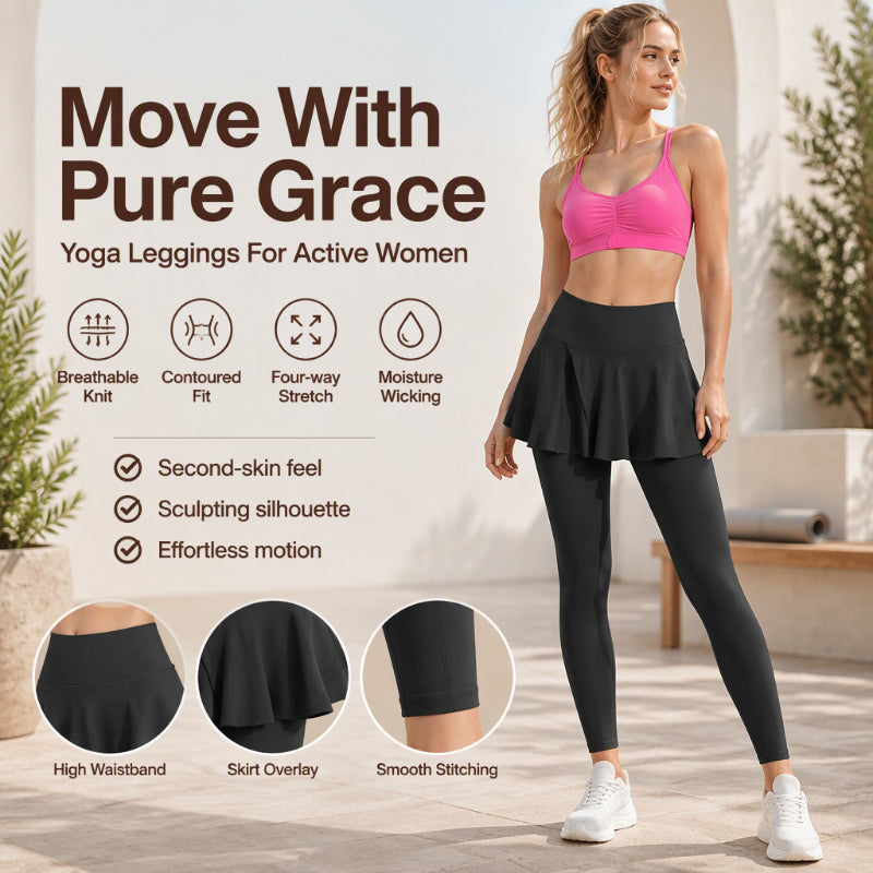 Women's High-Waisted Leggings with Skirt
