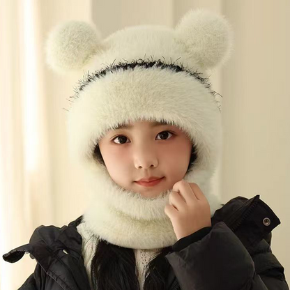 ⏳🎁50% OFF!!!-Ready for Winter!!!❄️🐻3-in-1 Cute Bear Ear Fleece Plush Winter Hat