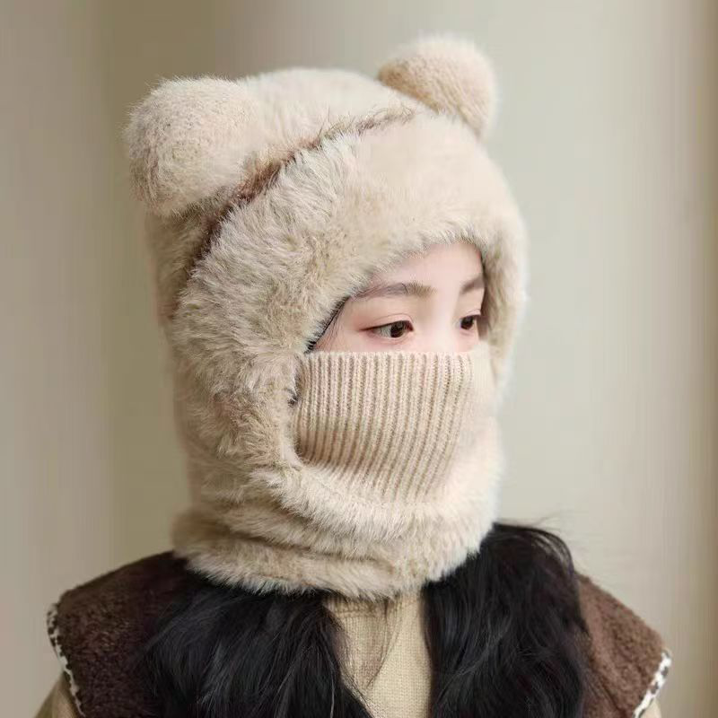 ⏳🎁50% OFF!!!-Ready for Winter!!!❄️🐻3-in-1 Cute Bear Ear Fleece Plush Winter Hat
