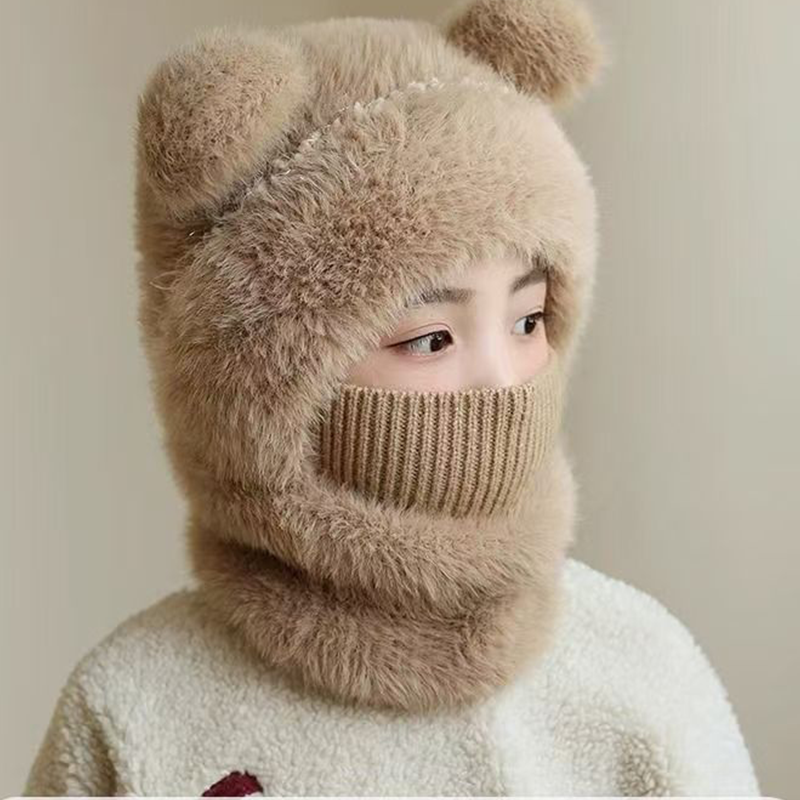 ⏳🎁50% OFF!!!-Ready for Winter!!!❄️🐻3-in-1 Cute Bear Ear Fleece Plush Winter Hat