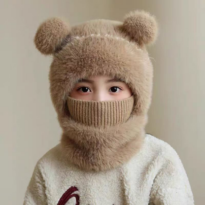 ⏳🎁50% OFF!!!-Ready for Winter!!!❄️🐻3-in-1 Cute Bear Ear Fleece Plush Winter Hat