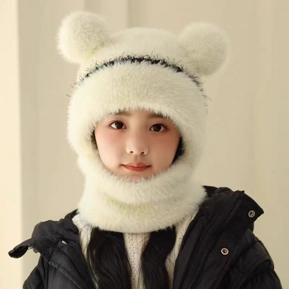 ⏳🎁50% OFF!!!-Ready for Winter!!!❄️🐻3-in-1 Cute Bear Ear Fleece Plush Winter Hat