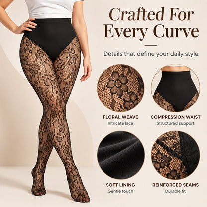 Women's High Waist Shaping Lace Fishnet Stockings