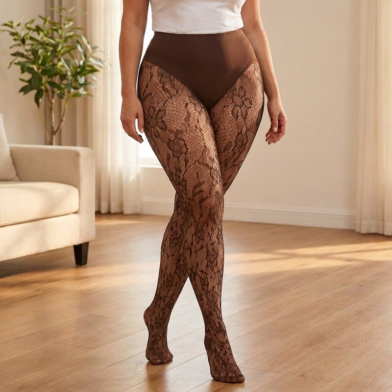 Women's High Waist Shaping Lace Fishnet Stockings
