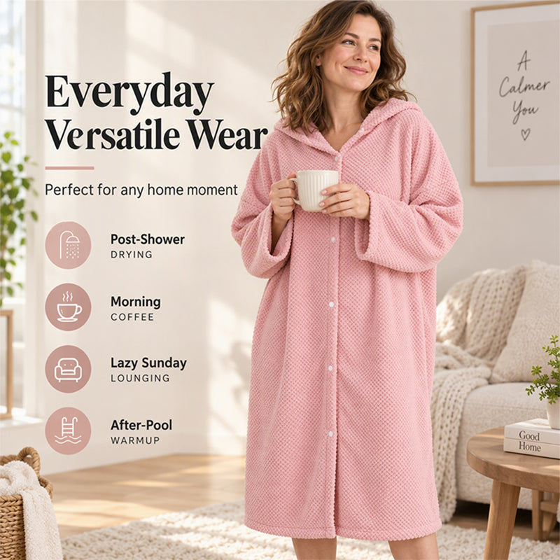 Women's Wearable Hooded Bathrobe Towel