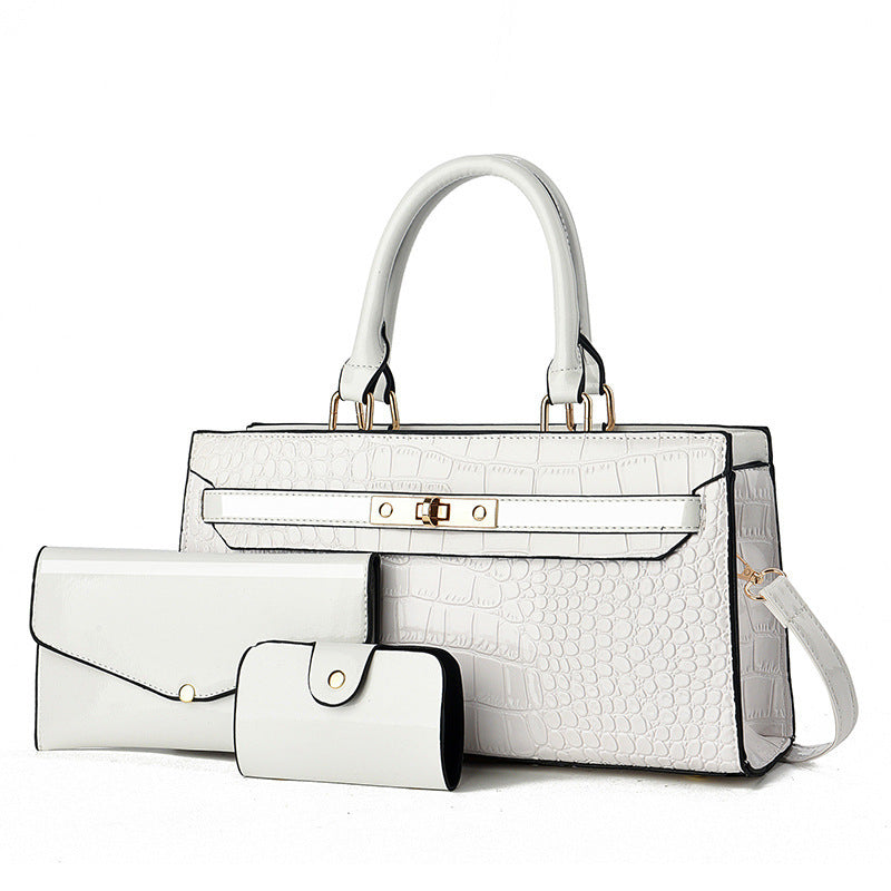 Women's Crocodile Pattern Handbag 3-Piece Set