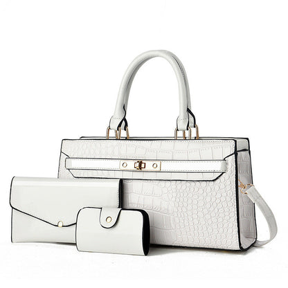 Women's Crocodile Pattern Handbag 3-Piece Set