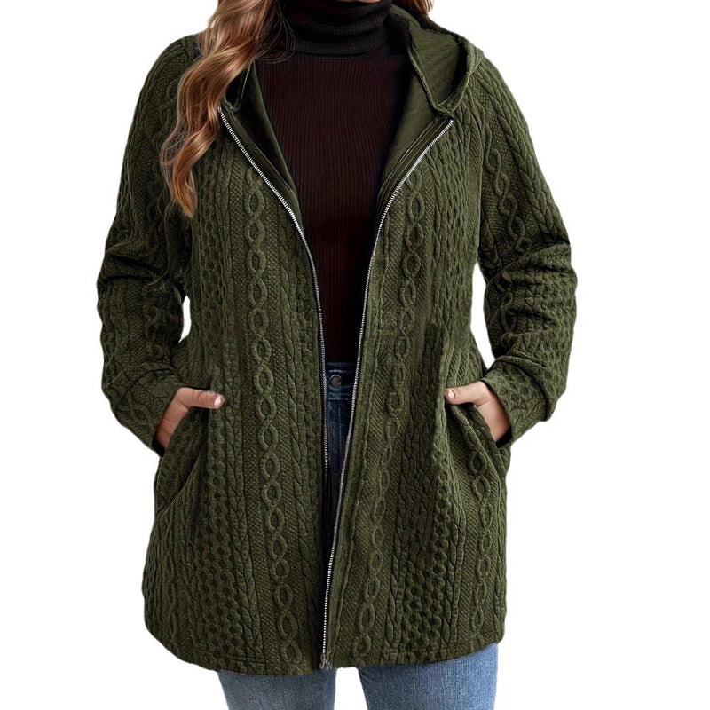 Relaxed Fit Hooded Jacket with Textured Weave