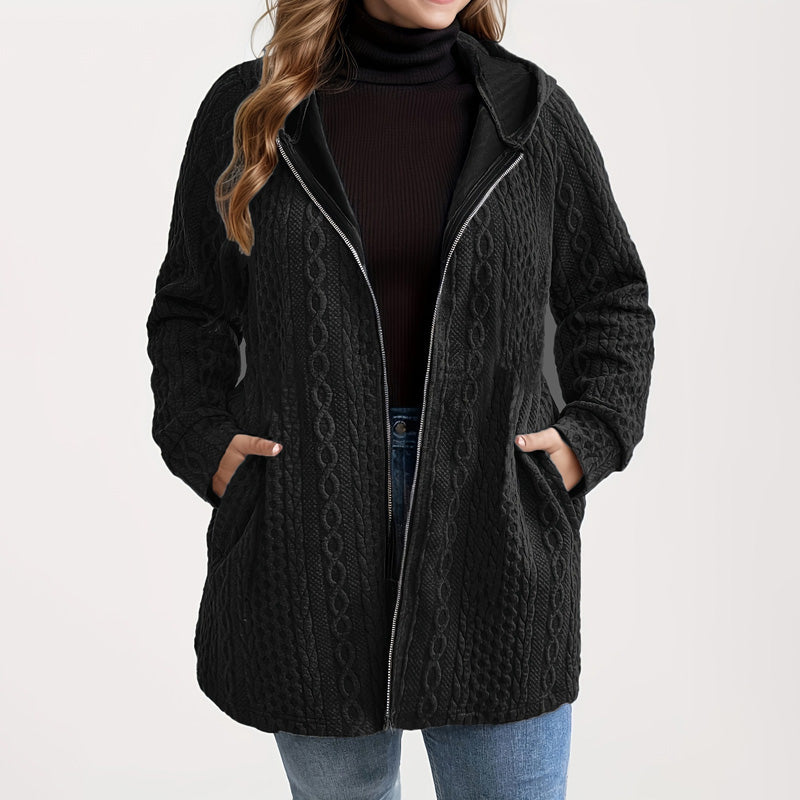 Relaxed Fit Hooded Jacket with Textured Weave