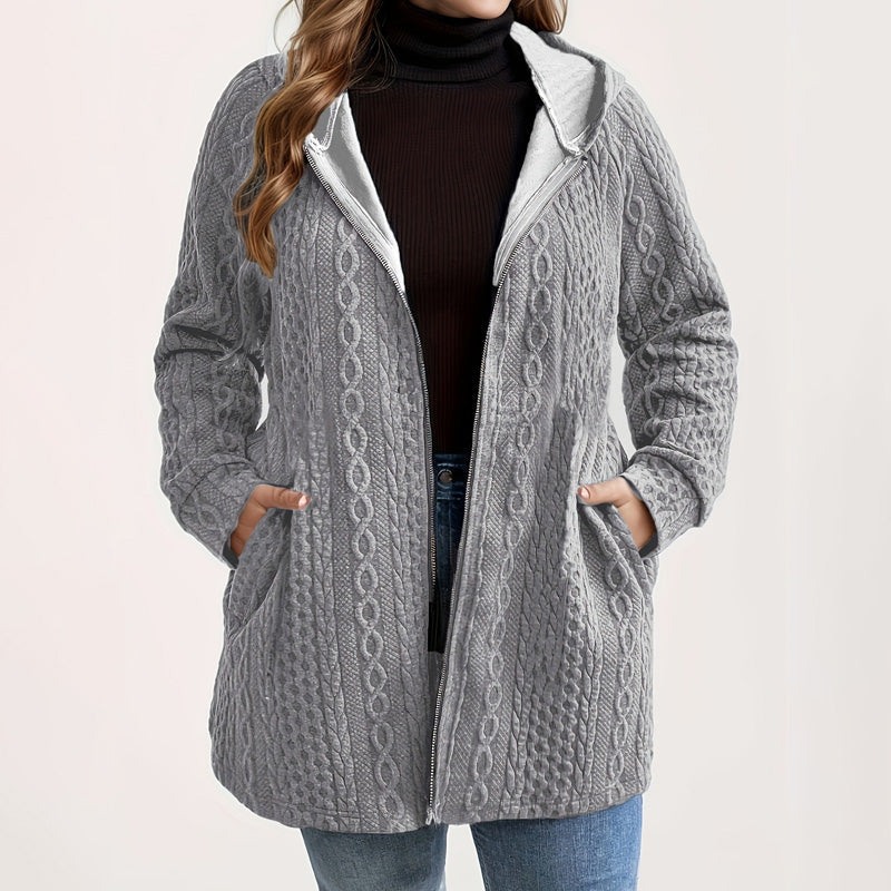 Relaxed Fit Hooded Jacket with Textured Weave