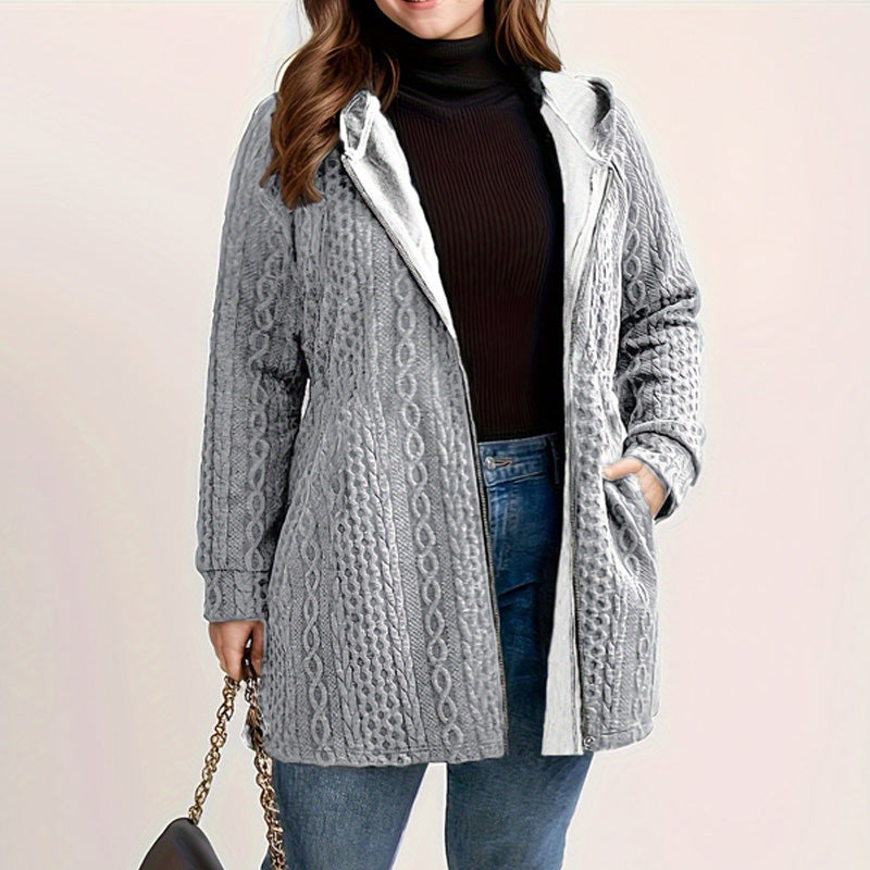 Relaxed Fit Hooded Jacket with Textured Weave