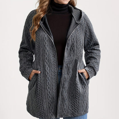 Relaxed Fit Hooded Jacket with Textured Weave