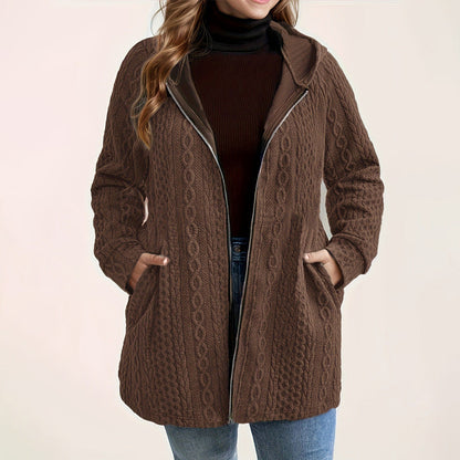 Relaxed Fit Hooded Jacket with Textured Weave