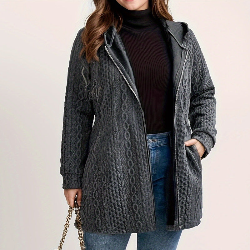 Relaxed Fit Hooded Jacket with Textured Weave