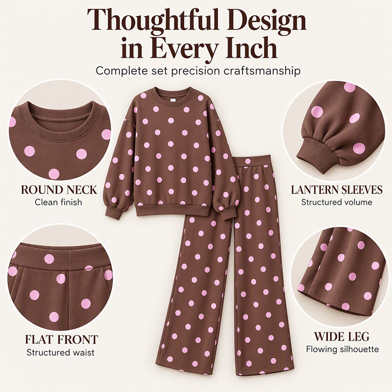 Women's Polka Dot Top & Wide-Leg Pants Set