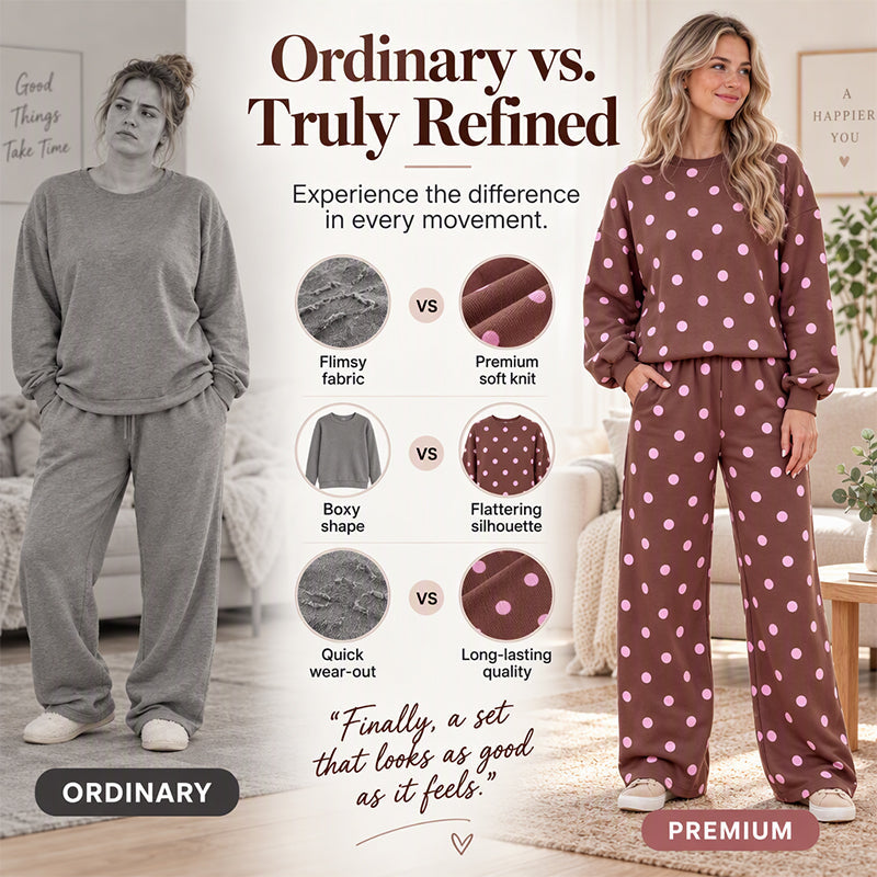 Women's Polka Dot Top & Wide-Leg Pants Set