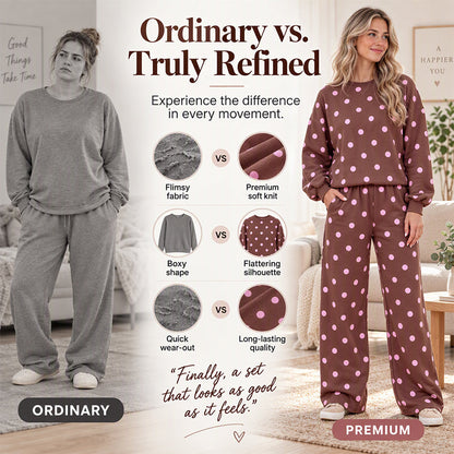 Women's Polka Dot Top & Wide-Leg Pants Set