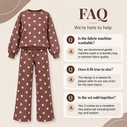 Women's Polka Dot Top & Wide-Leg Pants Set