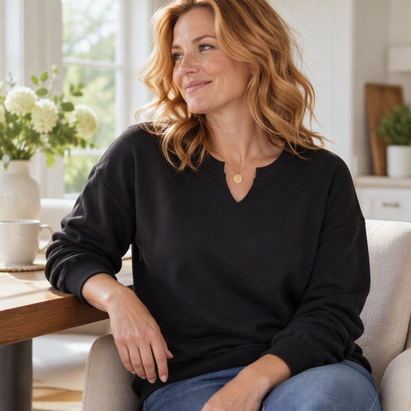 💖Black Friday Mega Deal – 50% off!💖 Women's Casual Split V-Neck Sweatshirt