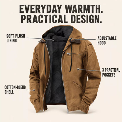 ⏰ Last Day of the Sale – 50% OFF ✨Men’s Plush-Lined Hooded Work Jacket