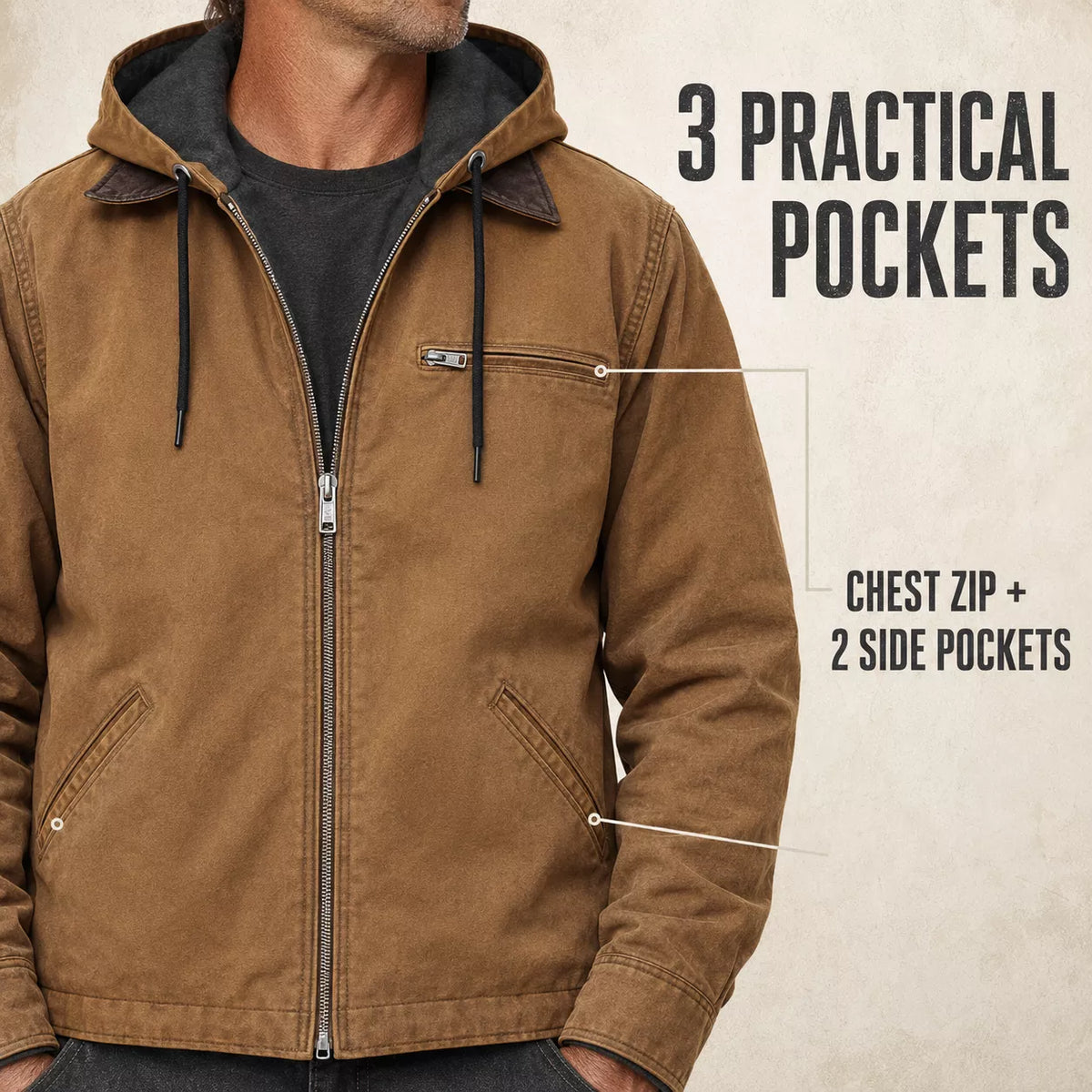 ⏰ Last Day of the Sale – 50% OFF ✨Men’s Plush-Lined Hooded Work Jacket