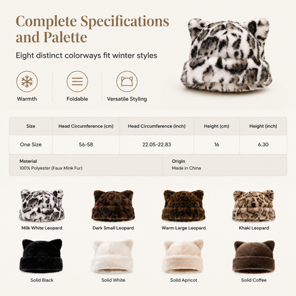 🐱Women Fluffy Faux Mink Fur Beanie Hat with Cute Bear Ears Warm Winter Cold Weather Pullover Cap🧢
