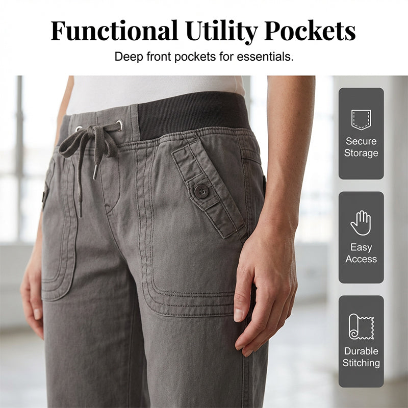 💖Black Friday Mega Deal – 50% off!💖 🤠Low-Waist Flare Pants with Drawstring