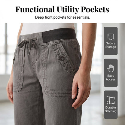 💖Black Friday Mega Deal – 50% off!💖 🤠Low-Waist Flare Pants with Drawstring