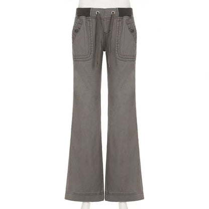 💖Black Friday Mega Deal – 50% off!💖 🤠Low-Waist Flare Pants with Drawstring
