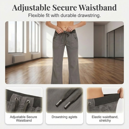 💖Black Friday Mega Deal – 50% off!💖 🤠Low-Waist Flare Pants with Drawstring