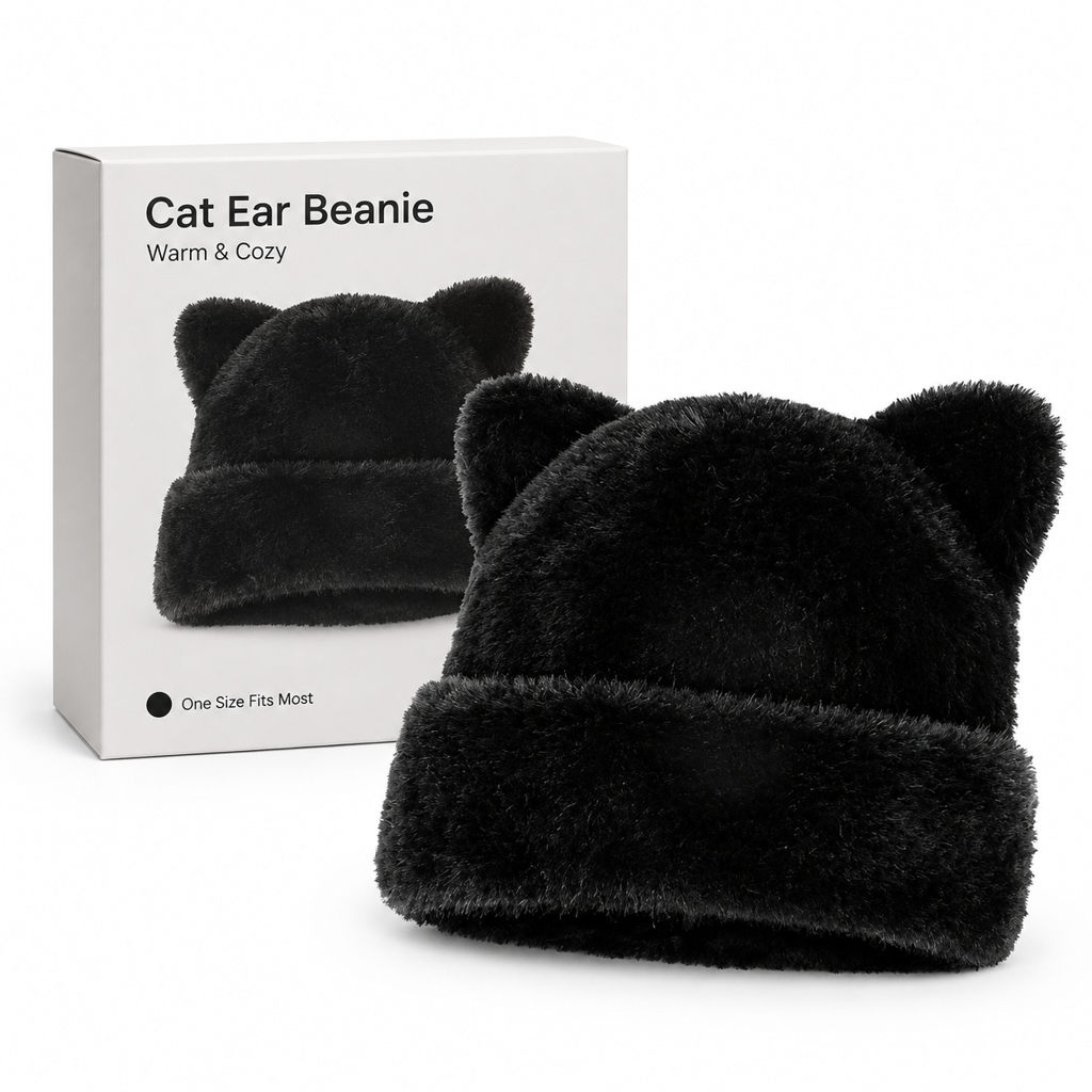🐱Women Fluffy Faux Mink Fur Beanie Hat with Cute Bear Ears Warm Winter Cold Weather Pullover Cap🧢