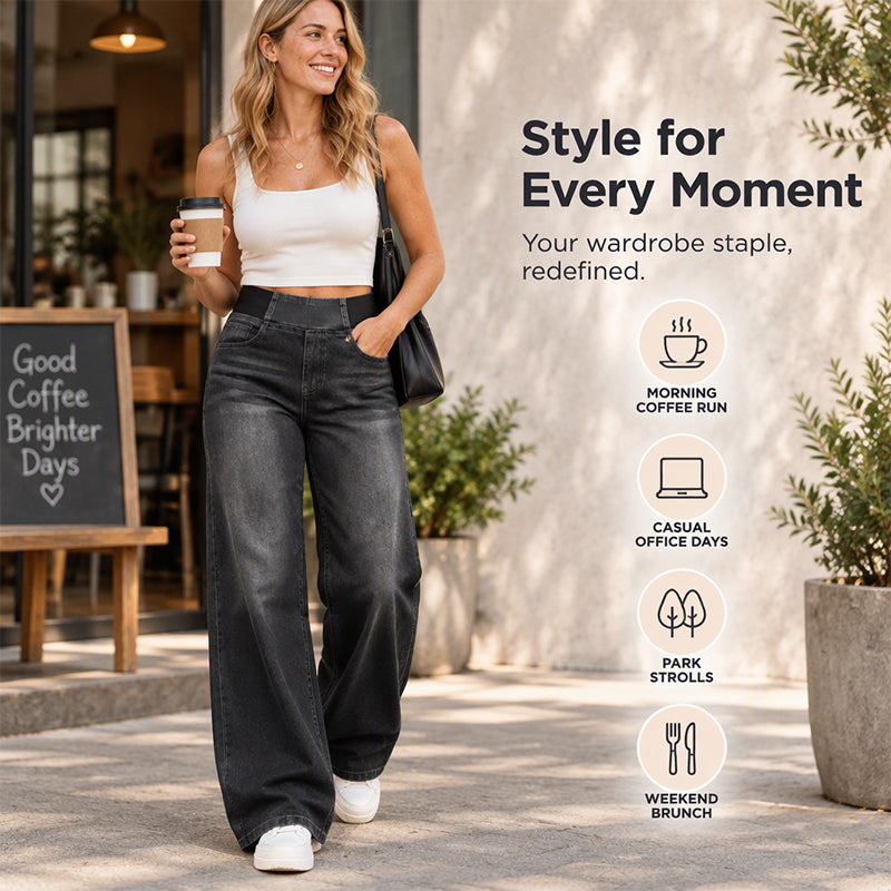 👖👖50% OFF!!! 🎉✨ Casual Stretch Wide-Leg Jeans – Premium Denim, Comfy Fit & Timeless Design