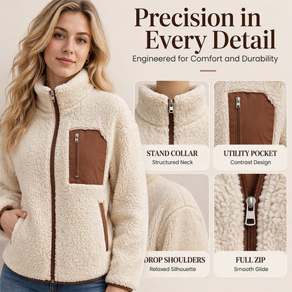 Women's Winter Sherpa Plush Full-Zip Jacket