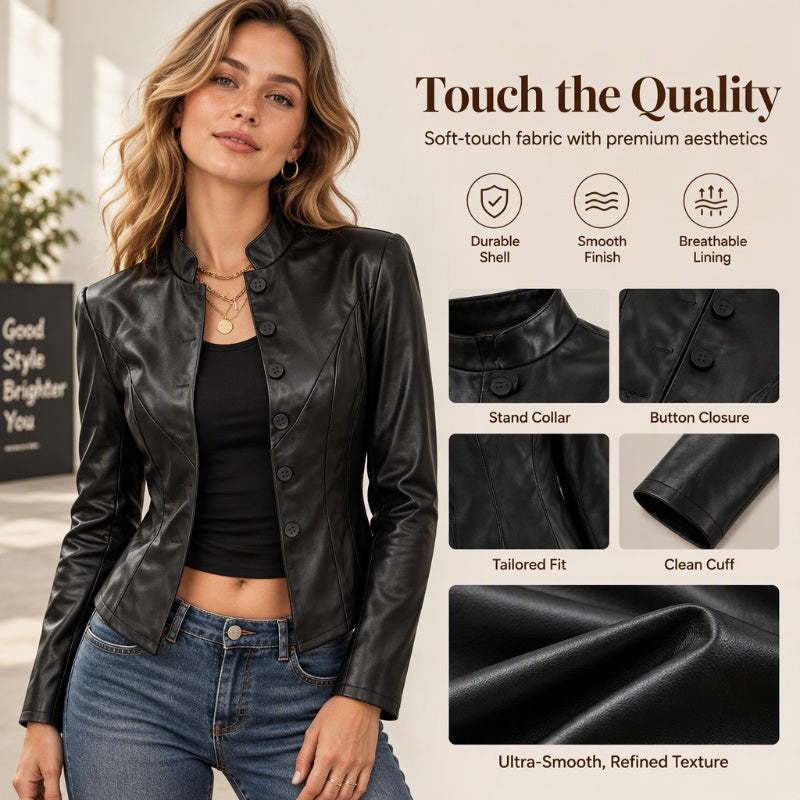 Women's Slim-Fit Faux Leather Jacket