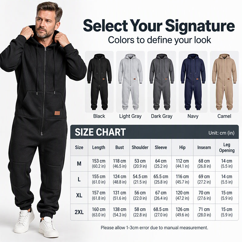 🖤Black Friday Sale:50% OFF🖤 💪Men's Casual Cozy Thermal Hooded Jumpsuit