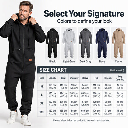 🖤Black Friday Sale:50% OFF🖤 💪Men's Casual Cozy Thermal Hooded Jumpsuit