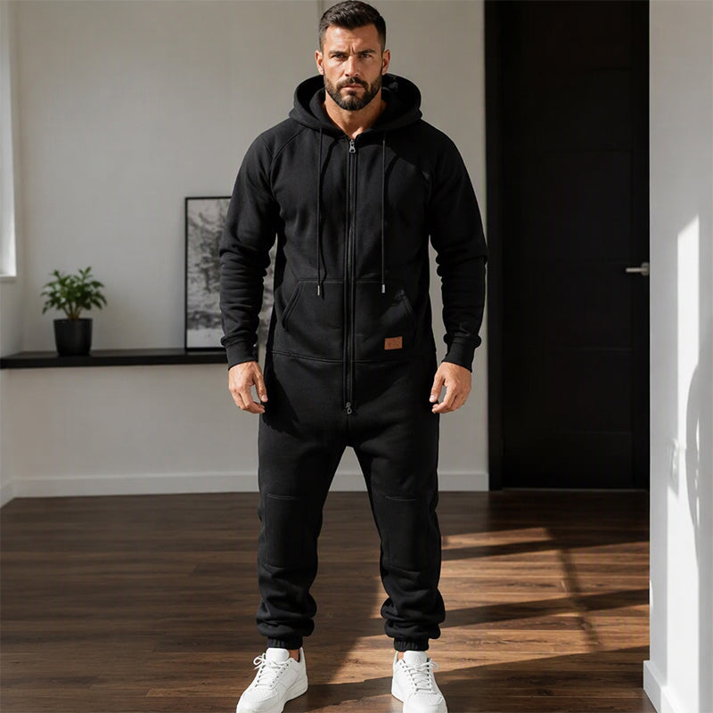 🖤Black Friday Sale:50% OFF🖤 💪Men's Casual Cozy Thermal Hooded Jumpsuit