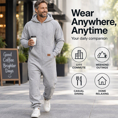 🖤Black Friday Sale:50% OFF🖤 💪Men's Casual Cozy Thermal Hooded Jumpsuit