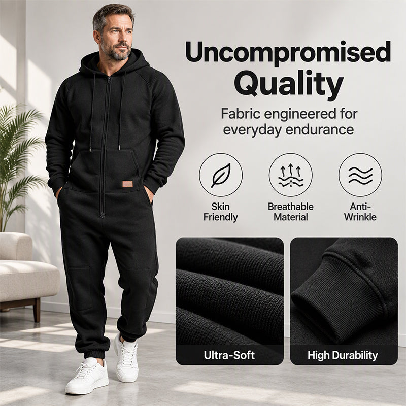 🖤Black Friday Sale:50% OFF🖤 💪Men's Casual Cozy Thermal Hooded Jumpsuit