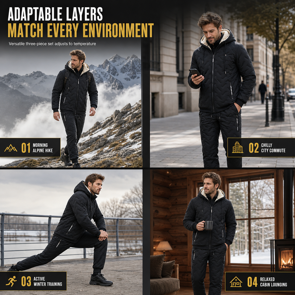 Men's Winter Hooded Padded Jacket and Pants Set🔥𝙁𝙧𝙚𝙚 𝙎𝙝𝙞𝙥𝙥𝙞𝙣𝙜
