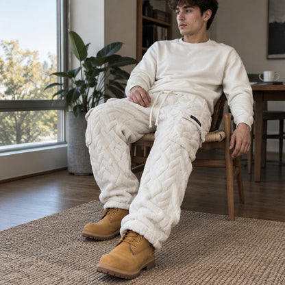 Men's Cable Warm Plush Cargo Pants
